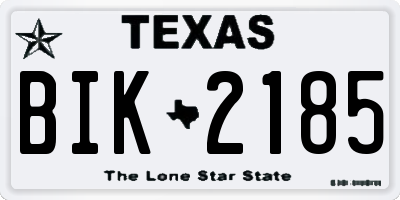 TX license plate BIK2185