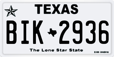 TX license plate BIK2936