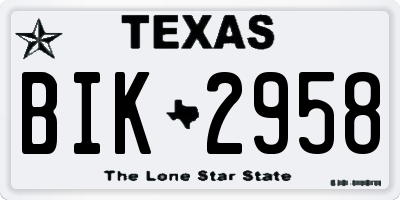 TX license plate BIK2958