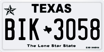 TX license plate BIK3058