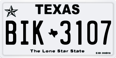 TX license plate BIK3107