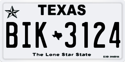 TX license plate BIK3124