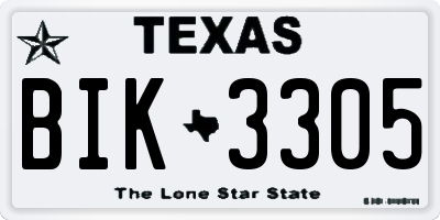 TX license plate BIK3305