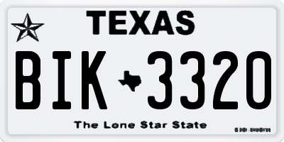 TX license plate BIK3320