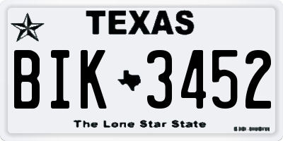 TX license plate BIK3452
