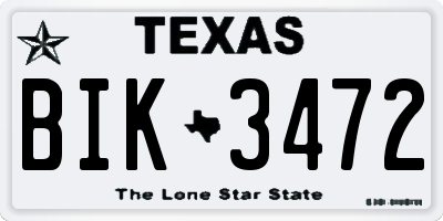 TX license plate BIK3472
