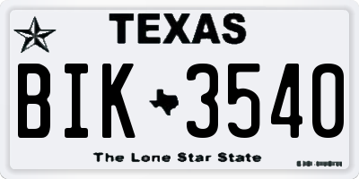 TX license plate BIK3540
