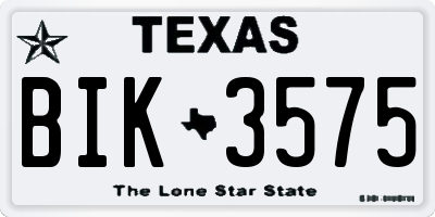 TX license plate BIK3575