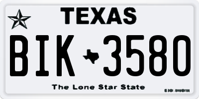 TX license plate BIK3580