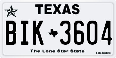 TX license plate BIK3604