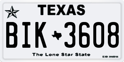 TX license plate BIK3608
