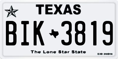 TX license plate BIK3819