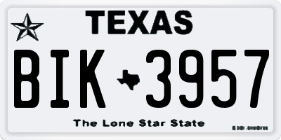 TX license plate BIK3957