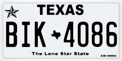 TX license plate BIK4086