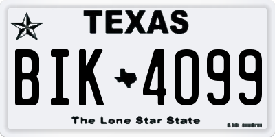 TX license plate BIK4099