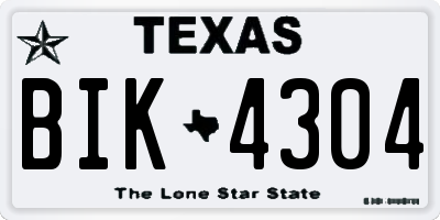 TX license plate BIK4304