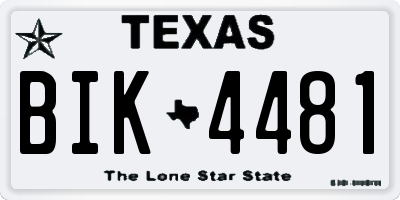TX license plate BIK4481