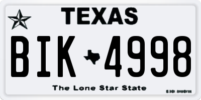 TX license plate BIK4998