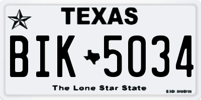 TX license plate BIK5034
