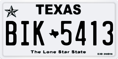 TX license plate BIK5413