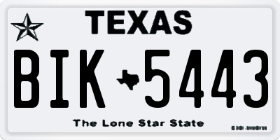TX license plate BIK5443