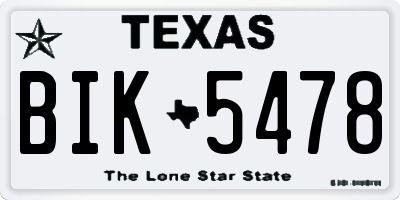 TX license plate BIK5478
