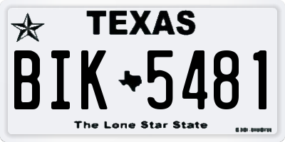 TX license plate BIK5481