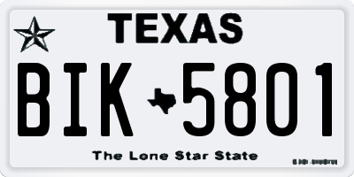 TX license plate BIK5801