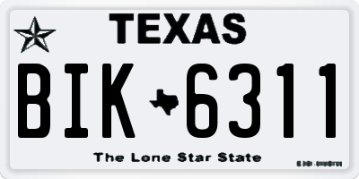 TX license plate BIK6311