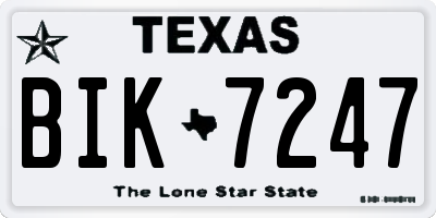 TX license plate BIK7247