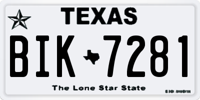 TX license plate BIK7281