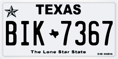 TX license plate BIK7367