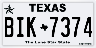 TX license plate BIK7374