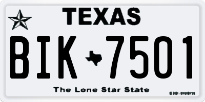 TX license plate BIK7501