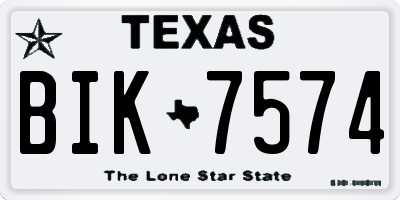 TX license plate BIK7574