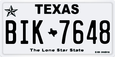 TX license plate BIK7648