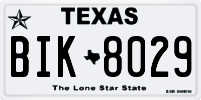 TX license plate BIK8029