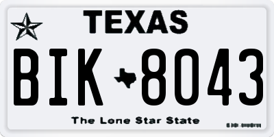 TX license plate BIK8043