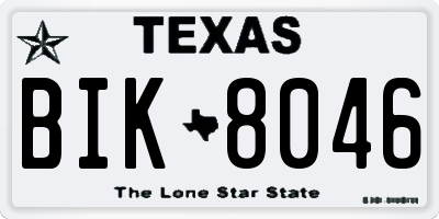 TX license plate BIK8046