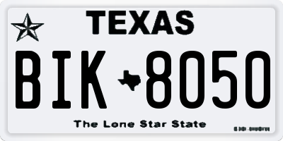 TX license plate BIK8050