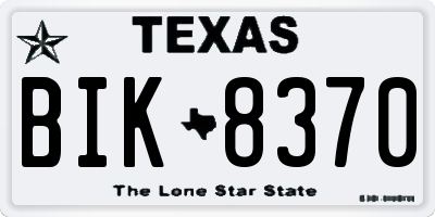 TX license plate BIK8370