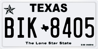 TX license plate BIK8405
