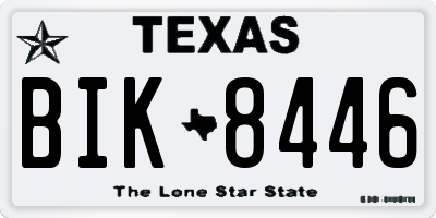 TX license plate BIK8446