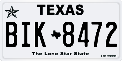 TX license plate BIK8472