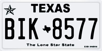 TX license plate BIK8577