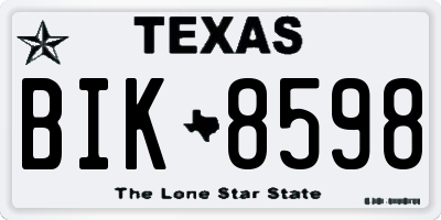 TX license plate BIK8598