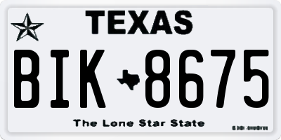 TX license plate BIK8675