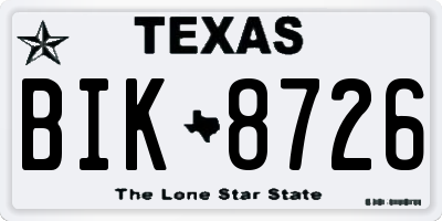 TX license plate BIK8726