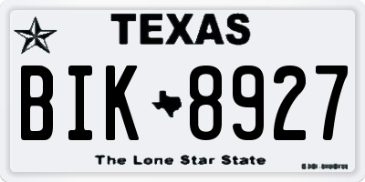TX license plate BIK8927