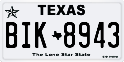 TX license plate BIK8943